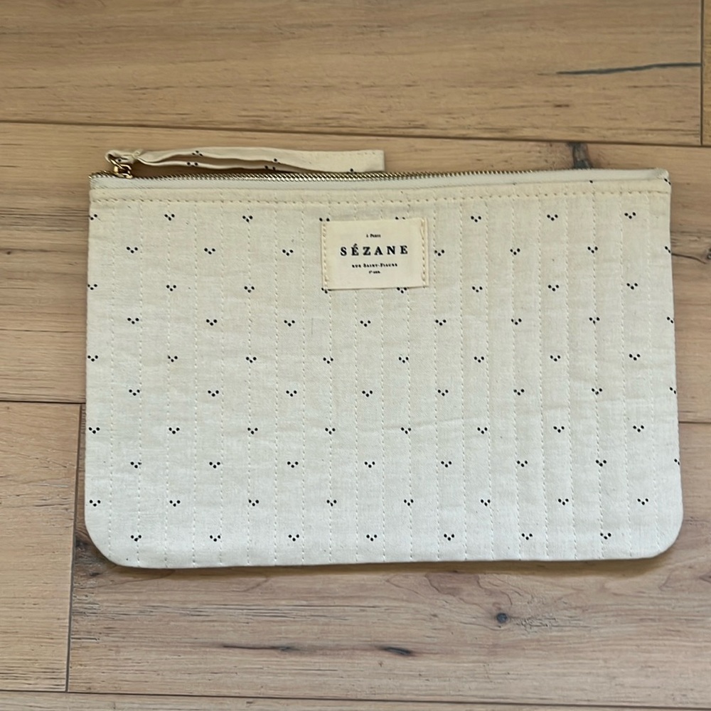 Sezane 100% cotton pouch/ wristlet with strap (brand new)